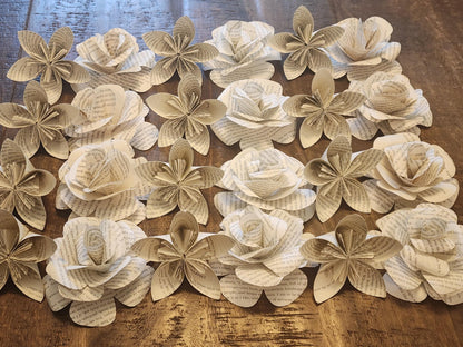 Book Page Flowers: Origami Kusudama & Roses, Book Decor - Set of 24