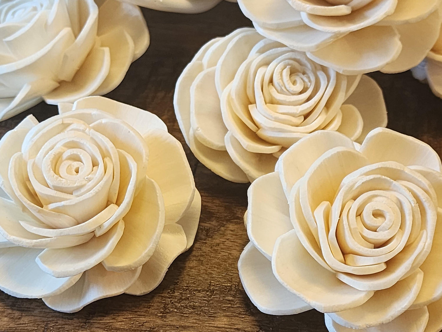 One Dozen 3" Ivory Sola Wood Thick Petal Roses, Bridal Flowers, DIY Wedding Bouquet Flowers, Rustic Floral Decor, Craft Flower Supply
