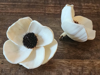 One Dozen 2.5" Sola Wood Dogwood, Handmade Natural Wood Flowers, DIY Wedding Bouquet Flowers, Rustic Floral Decor, Craft Flower Supply
