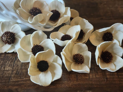 One Dozen 2.5" Sola Wood Dogwood, Handmade Natural Wood Flowers, DIY Wedding Bouquet Flowers, Rustic Floral Decor, Craft Flower Supply