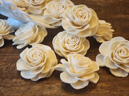 One Dozen 3" Ivory Sola Wood Thick Petal Roses, Bridal Flowers, DIY Wedding Bouquet Flowers, Rustic Floral Decor, Craft Flower Supply