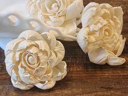 Sola Wood Flowers, 1 Dozen 4" Premium Peony, Ivory Wood Flowers, DIY Wedding Flowers, Bouquet and Centerpiece Supplies, Floral Craft Supply