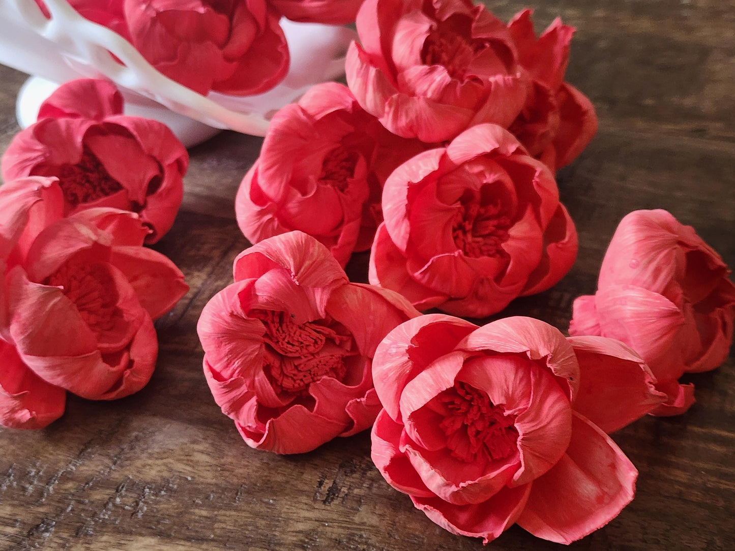 Sola Wood Flowers, 1 Dozen 2" Hand-dyed Coral Wood Flowers, DIY Wedding Flowers, Bouquet and Centerpiece Supplies, Floral Craft Supply