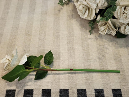 One Dozen 3" Book Page Roses on Faux Rose Stems with Realistic Leaves & Soft Touch Thorns, Upcycled Paper Flowers, Wedding Decor