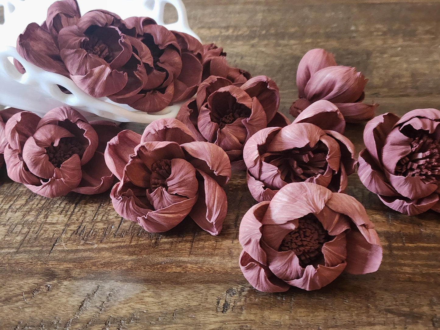Sola Wood Flowers, 1 Dozen 2" Hand-dyed Mauve Wood Flowers, DIY Wedding Flowers, Bouquet and Centerpiece Supplies, Floral Craft Supply