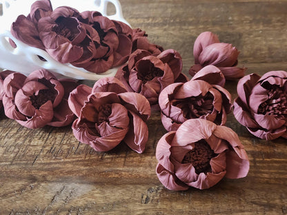 Sola Wood Flowers, 1 Dozen 2" Hand-dyed Mauve Wood Flowers, DIY Wedding Flowers, Bouquet and Centerpiece Supplies, Floral Craft Supply