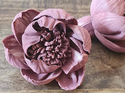 Sola Wood Flowers, 1 Dozen 2" Hand-dyed Mauve Wood Flowers, DIY Wedding Flowers, Bouquet and Centerpiece Supplies, Floral Craft Supply
