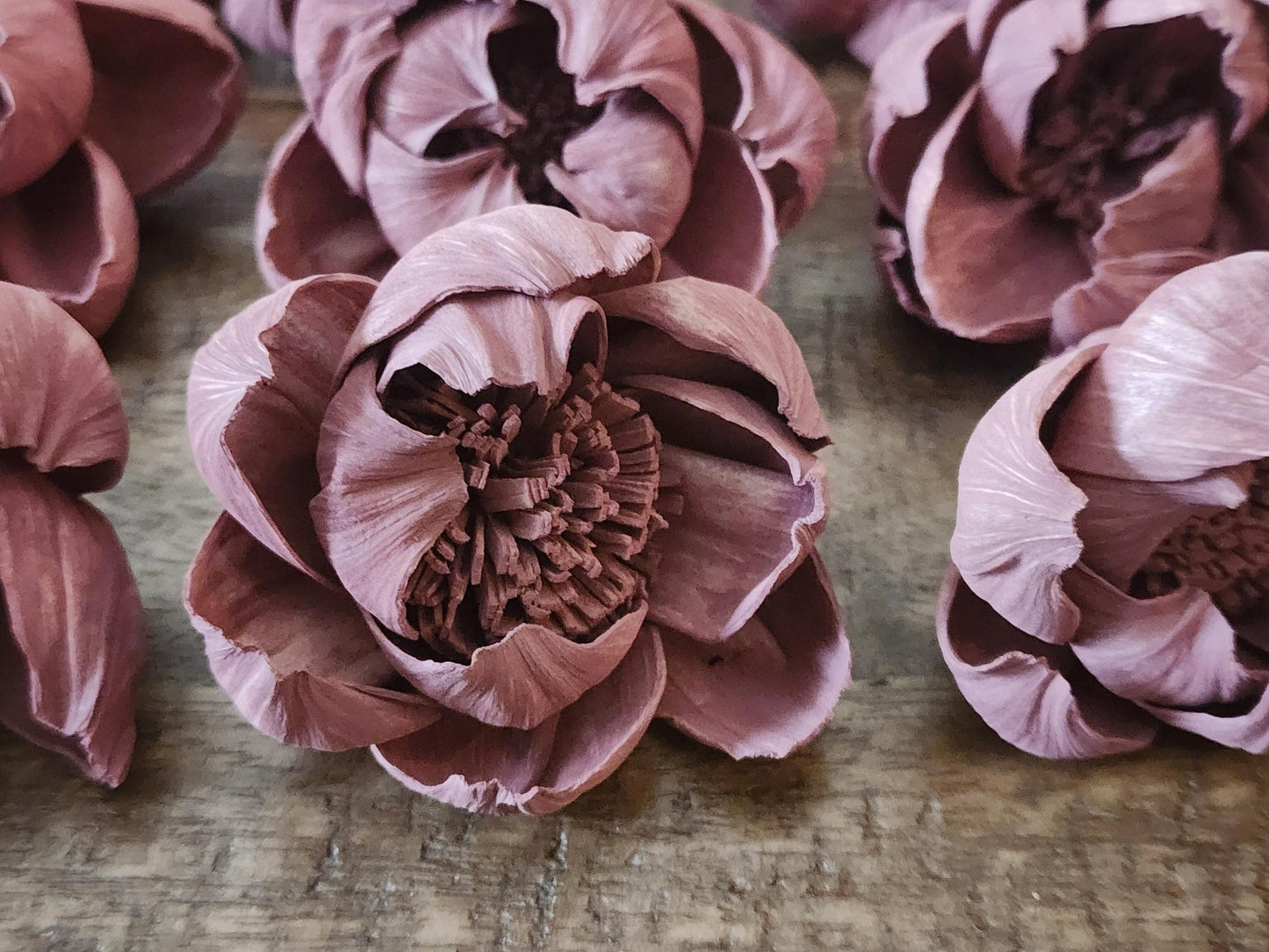 Sola Wood Flowers, 1 Dozen 2" Hand-dyed Mauve Wood Flowers, DIY Wedding Flowers, Bouquet and Centerpiece Supplies, Floral Craft Supply