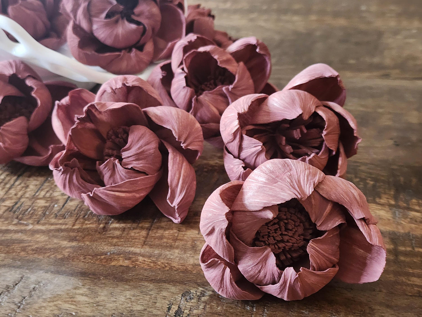 Sola Wood Flowers, 1 Dozen 2" Hand-dyed Mauve Wood Flowers, DIY Wedding Flowers, Bouquet and Centerpiece Supplies, Floral Craft Supply
