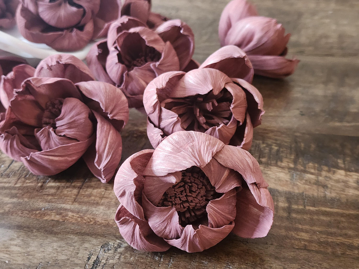 Sola Wood Flowers, 1 Dozen 2" Hand-dyed Mauve Wood Flowers, DIY Wedding Flowers, Bouquet and Centerpiece Supplies, Floral Craft Supply