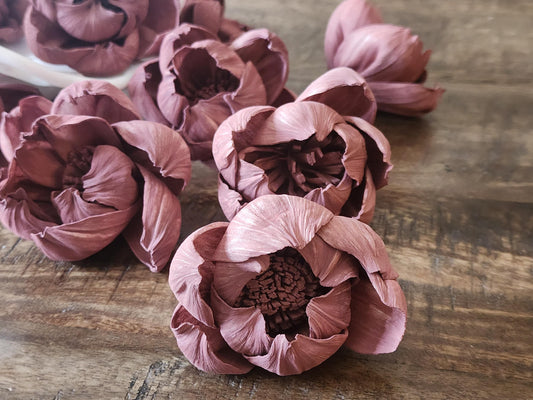 Sola Wood Flowers, 1 Dozen 2" Hand-dyed Mauve Wood Flowers, DIY Wedding Flowers, Bouquet and Centerpiece Supplies, Floral Craft Supply