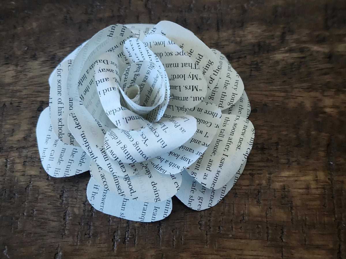 25 Handmade Stemless Book Page Flowers, DIY Wedding Bouquet Flowers, Paper Roses, Literary Wedding Decor, Craft Flower Supplies
