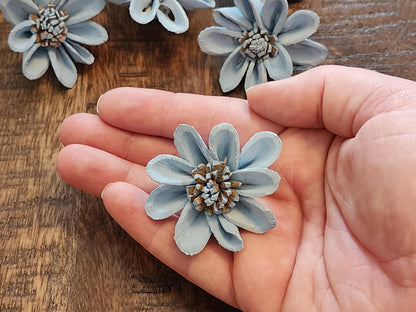 Sola Wood Flowers, 1 Dozen 1.5" Hand-dyed Pale Blue Mini Sunflowers, DIY Weddings, Bouquet Supplies, Floral Craft Supplies, DIY Centerpieces