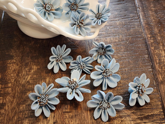 Sola Wood Flowers, 1 Dozen 1.5" Hand-dyed Pale Blue Mini Sunflowers, DIY Weddings, Bouquet Supplies, Floral Craft Supplies, DIY Centerpieces