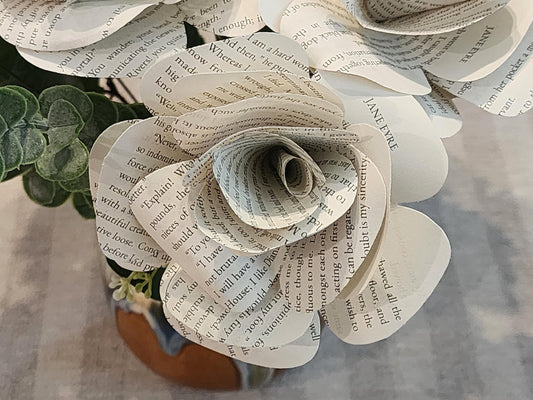 Jane Eyer Book Roses, Book Page Flowers, Handmade Paper Roses, Literary Gift, Book Lover Decor, 1st Anniversary Gift, Charlotte, Bronte