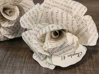 Book Page Flower on Wire Stem, Handmade Paper Rose, Literary Gift, Upcycled Book Decor, Wedding Centerpiece, Book Lover Gift, Paper Flower