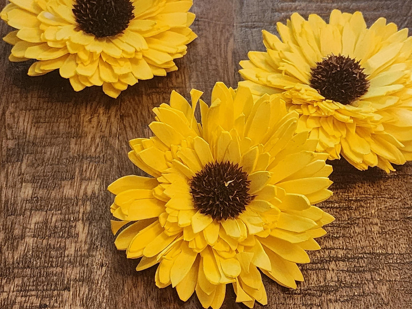 Sola Wood Flowers, 1 Dozen Hand-Dyed Yellow 3" Sunflowers, Wooden Flowers, DIY Wedding Flowers, Bouquet Supplies, Floral Craft Supply