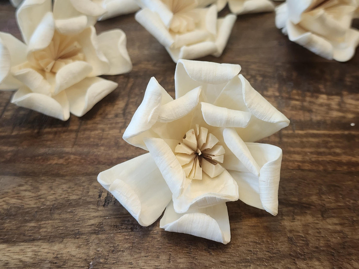 Sola Wood Flowers, One Dozen 3" Magnolias,  Ivory Wood Flowers, DIY  Wedding Bouquet, Floral Craft Supplies
