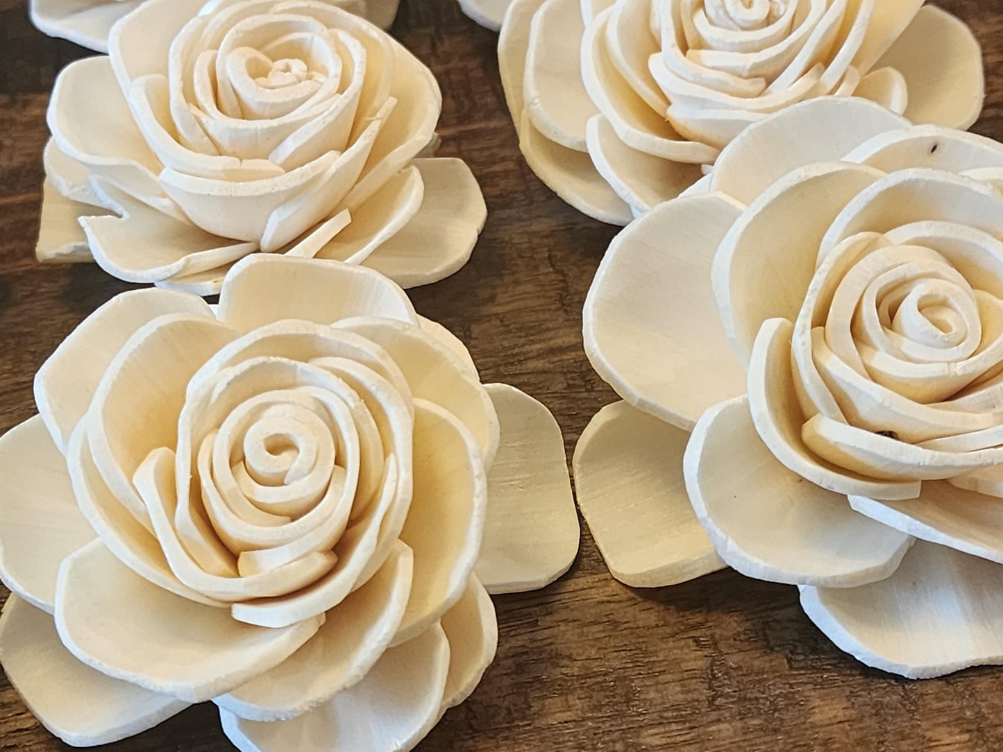 One Dozen 3" Ivory Sola Wood Thick Petal Roses, Bridal Flowers, DIY Wedding Bouquet Flowers, Rustic Floral Decor, Craft Flower Supply