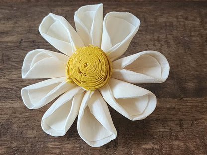 One Dozen 3" Ivory Sola Wood Daisy w/ Hand-Painted Yellow Center, Forever Wooden Flower, DIY Bouquet, Floral Craft Supply, Rustic Home Decor