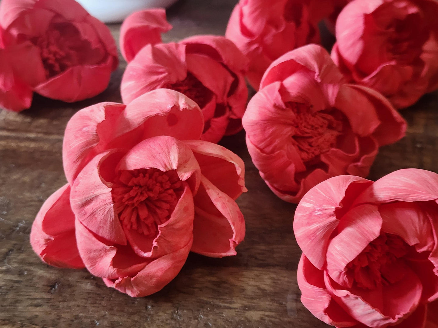 Sola Wood Flowers, 1 Dozen 2" Hand-dyed Coral Wood Flowers, DIY Wedding Flowers, Bouquet and Centerpiece Supplies, Floral Craft Supply