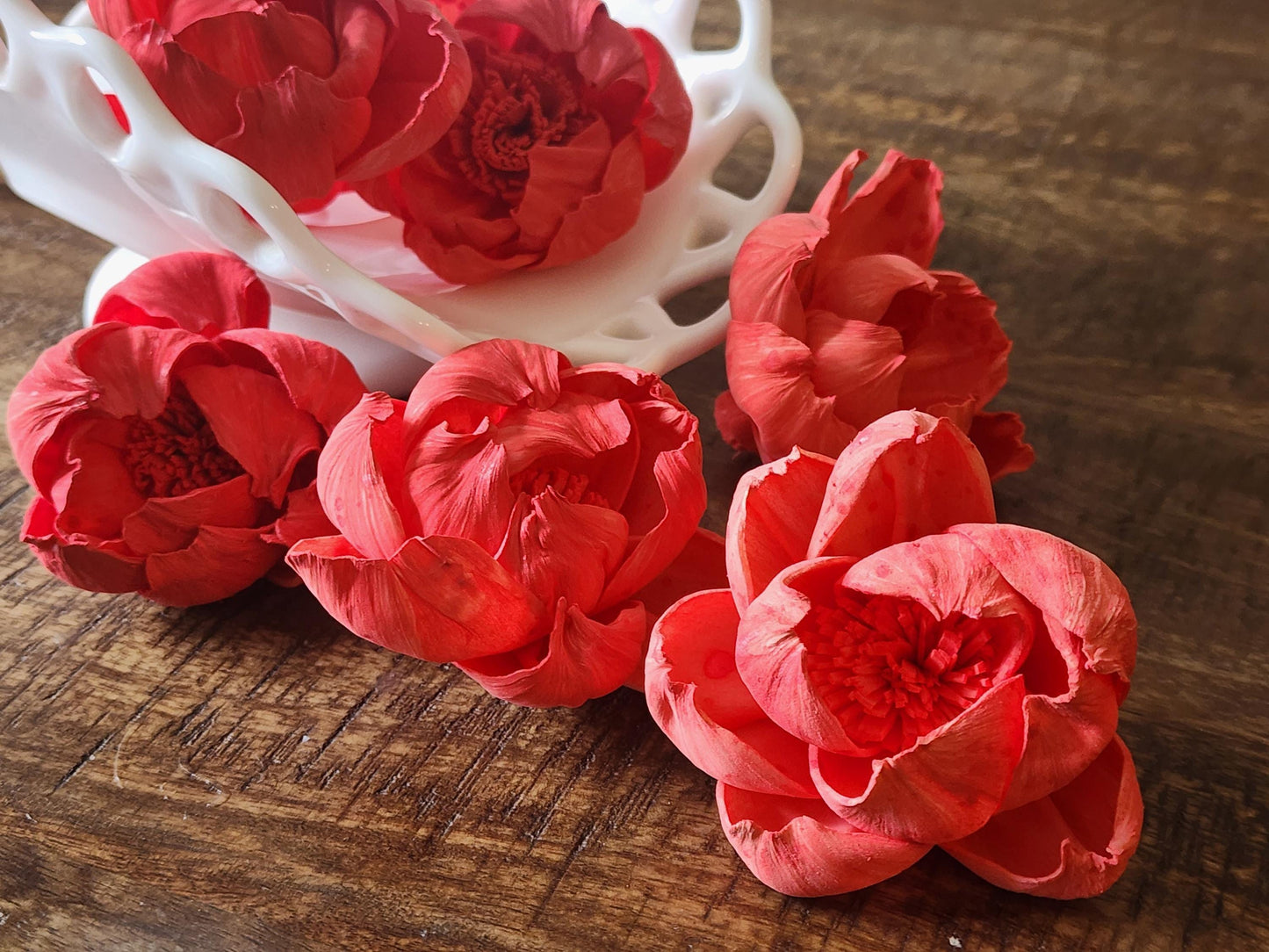 Sola Wood Flowers, 1 Dozen 2" Hand-dyed Coral Wood Flowers, DIY Wedding Flowers, Bouquet and Centerpiece Supplies, Floral Craft Supply