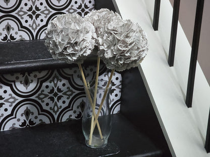 Book Page Hydrangea Blossoms Set of 3, Literary Flowers, Paper Flowers, Rustic Home Decor, Book Lover Gift, Farmhouse Decor